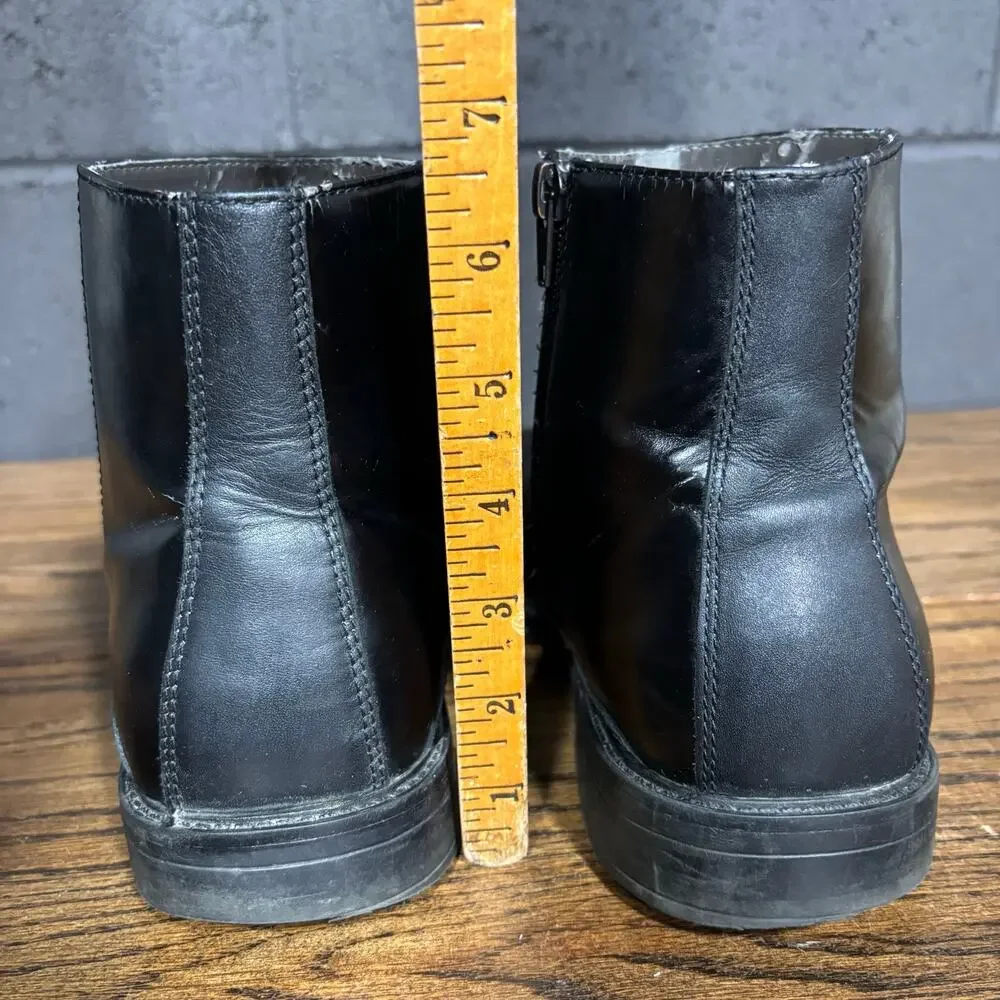 Rockport Black Leather Side Zip Ankle Dress Boots Square Toe Men’s 9 M